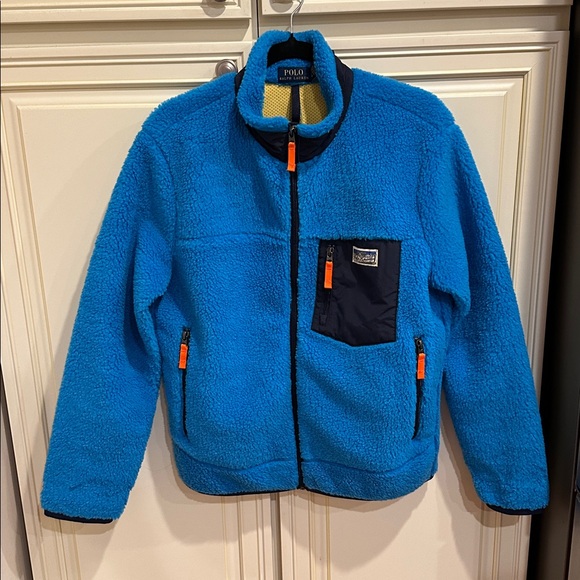 Polo Ralph Lauren Other - Polo Ralph Lauren Blue Sherpa Fleece Jacket with Navy Pocket
